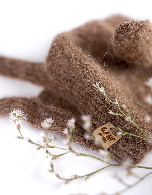 Bonetka z alpaki i jedwabiu Fairy Hat dark beige