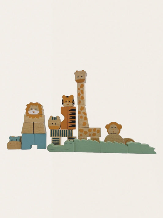 Drewniane klocki konstrukcyjne Jungle Animals