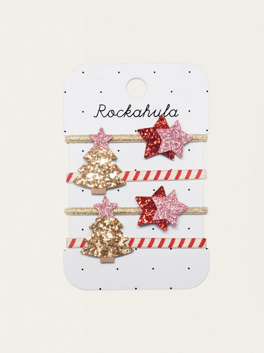 Gumki do włosów 4 szt. Stripy Christmas Tree Ponies