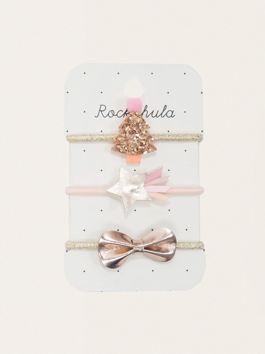 Gumki do włosów 3 szt. Rose Gold Xmas Tree Ponies