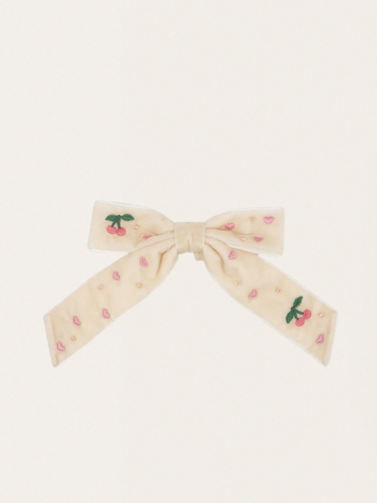 Spinka do włosów Velvet Bow Pearly