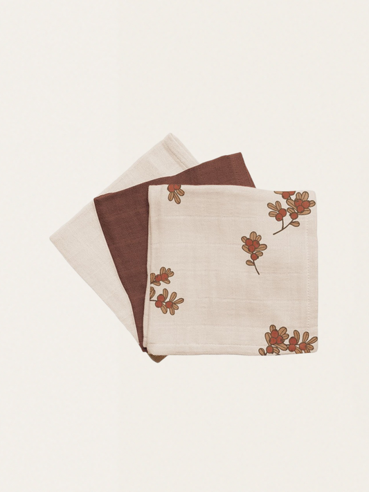 Zestaw trzech pieluszek z podwójnego muślinu