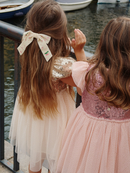 Spinka do włosów Velvet Bow Pearly