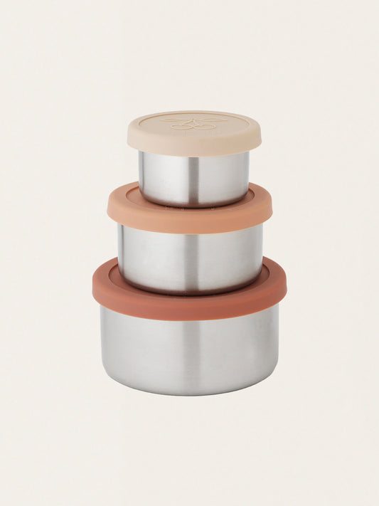 Zestaw trzech pojemników ze stali nierdzewnej Lid Round