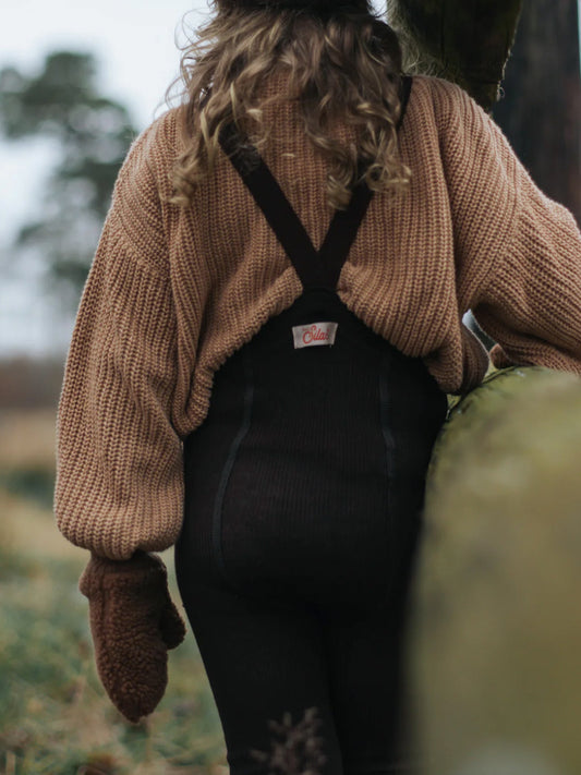 Legginsy na szelkach z mieszanki merino i bawełny