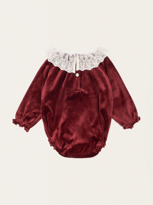 Welurowy rampers z ozdobnym kołnierzykiem Venola