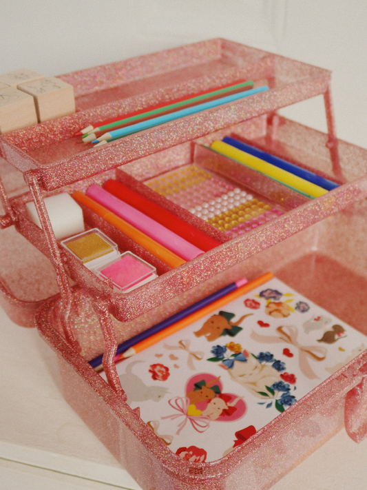 Zestaw art. plastycznych w kuferku Glitter Rose