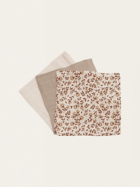 Zestaw trzech pieluszek z podwójnego muślinu