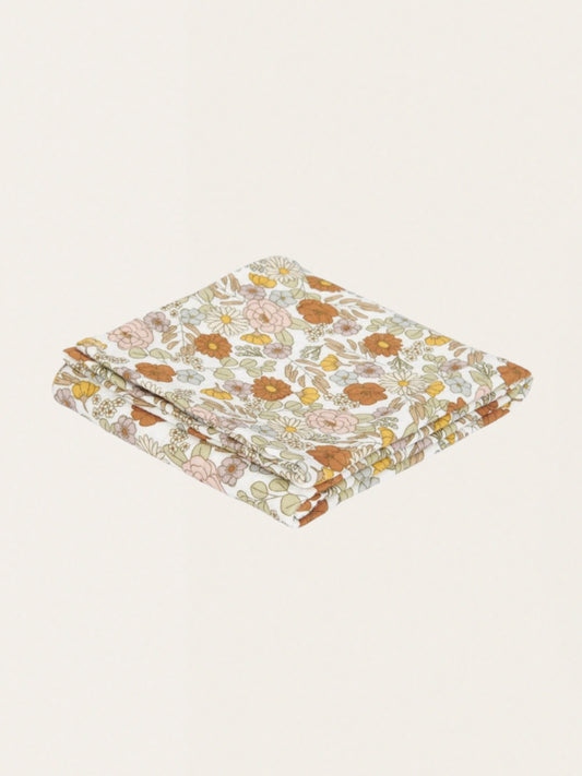 Duży otulacz bawełniany Little Flowers 120 x 120 cm
