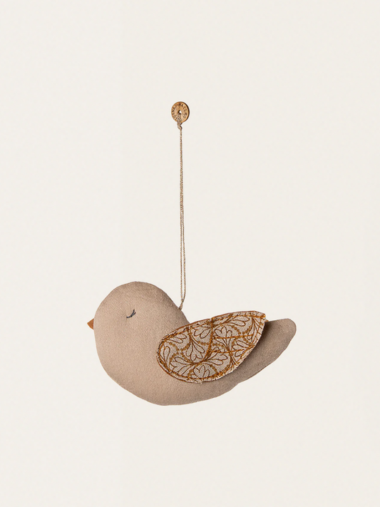 Ozdoba z tkaniny - Bird Winter heart