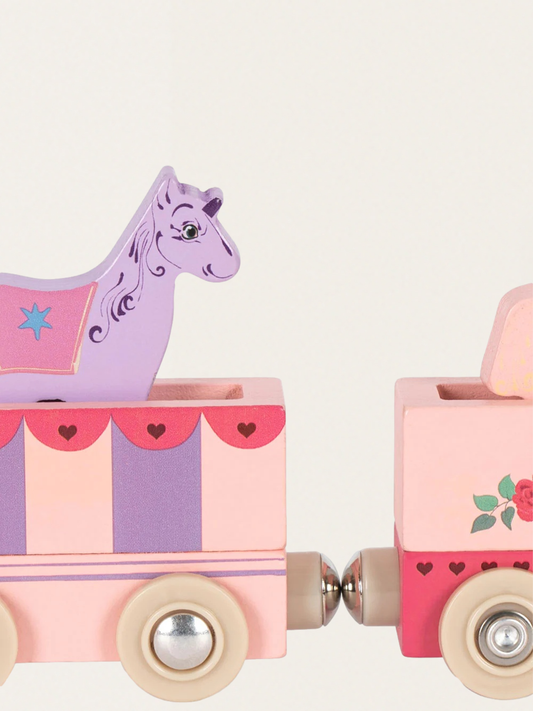 Drewniany pociąg magnetyczny z jednorożcami
