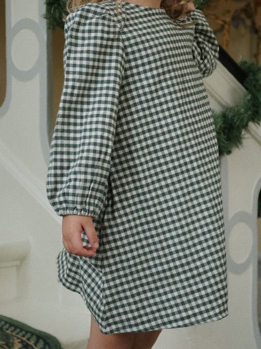 Flanelowa sukienka w kratę z organicznej bawełny Foret