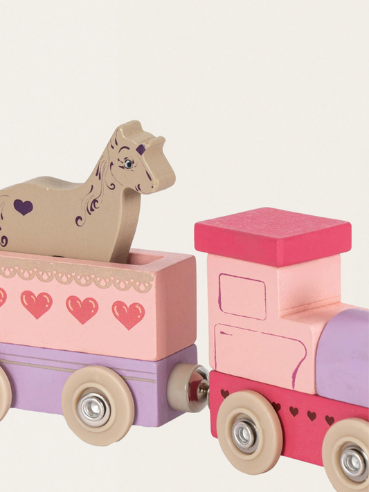 Drewniany pociąg magnetyczny z jednorożcami