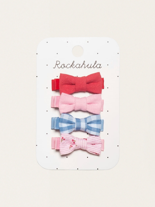 Spinki do włosów 4 szt. Cherry Gingham Mini Bow Clips