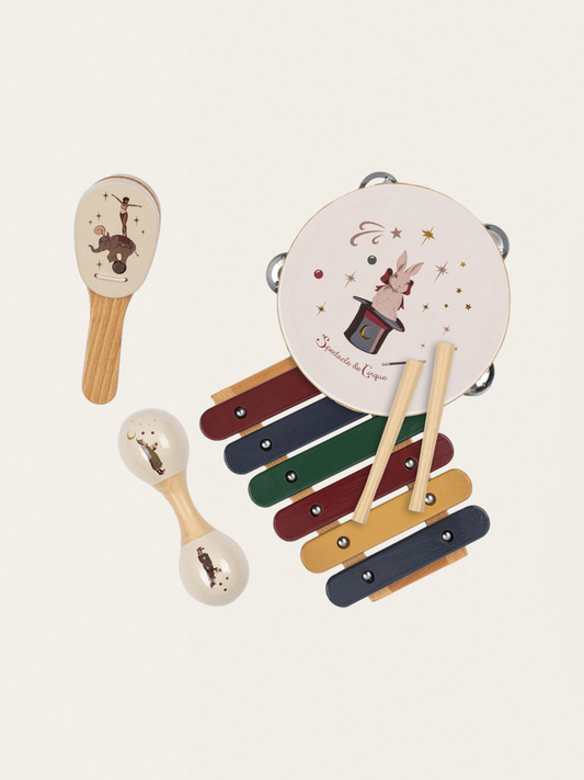 Zestaw drewnianych instrumentów w walizce Circus