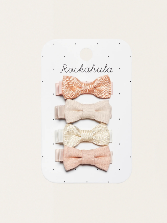 Spinki do włosów 4 szt. Flora Linen Mini Bow Clips