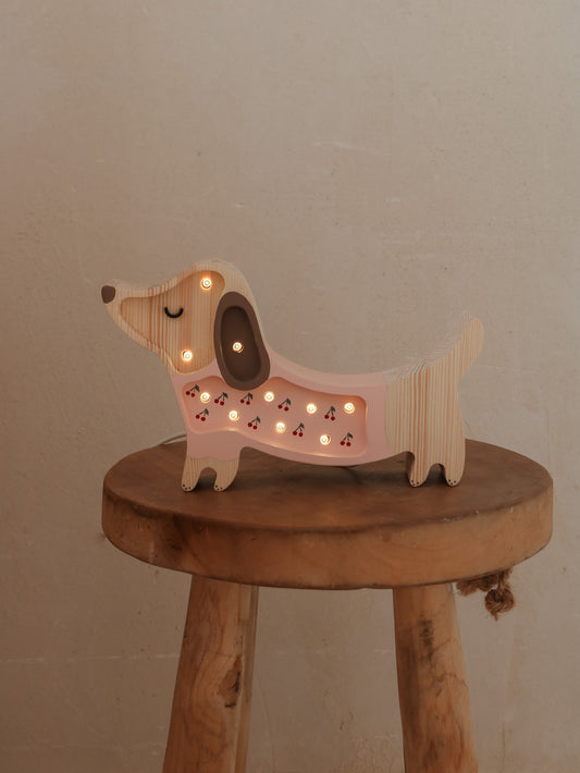 Lampka z litego drewna sosnowego - Piesek mini
