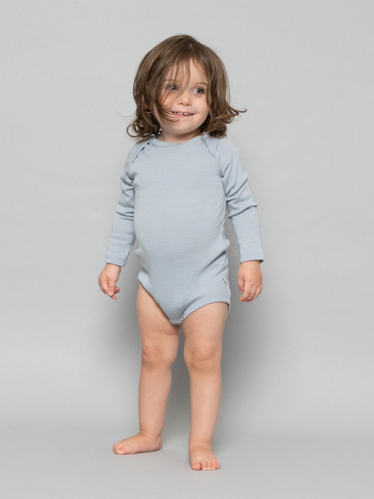 Ciepłe body z mieszanki wełny i jedwabiu Powder Blue