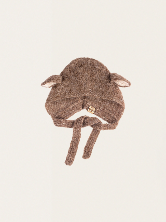 Bonetka z alpaki i jedwabiu Fairy Hat dark beige