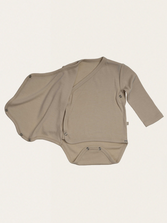 Ciepłe kopertowe body z mieszanki wełny i jedwabiu Natural