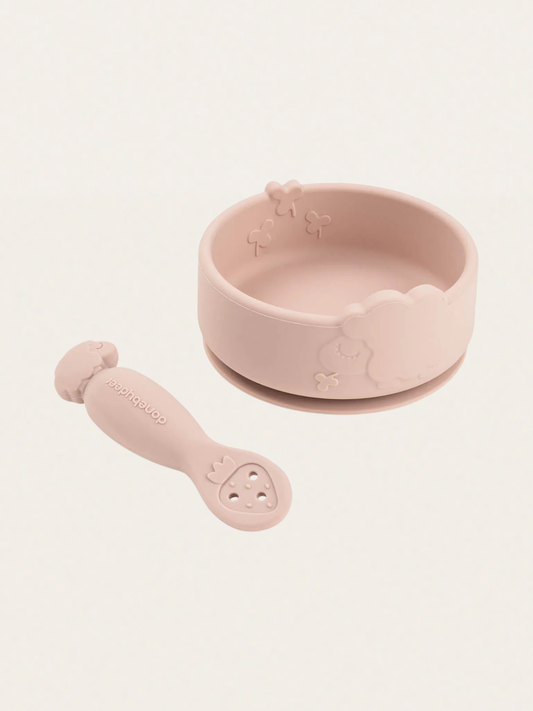 Zestaw - miseczka silikonowa z przyssawką i łyżeczka Sheepy Powder