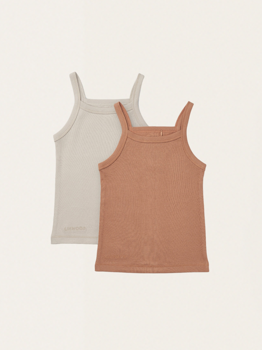 Zestaw dwóch podkoszulek z prążkowanej bawełny Tuscany rose / sandy mix