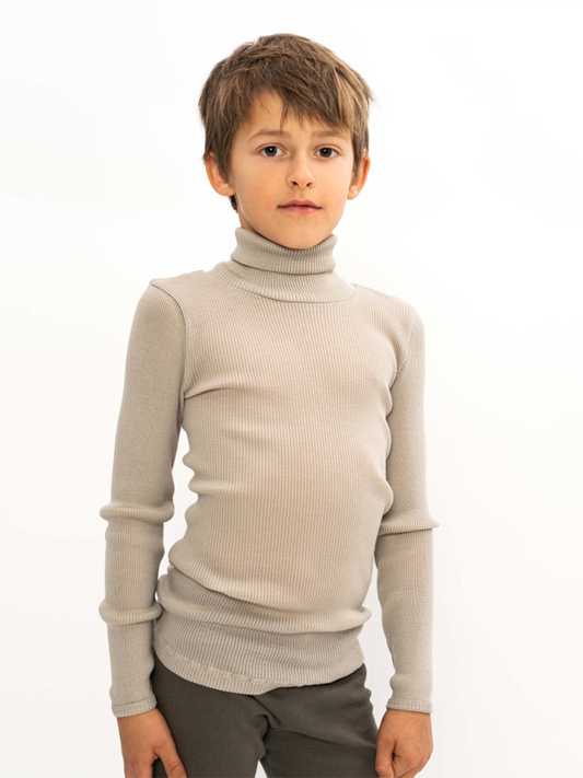 Prążkowany golfik z wełny merino Winter Fog