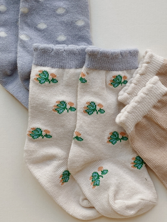 Zestaw bawełnianych skarpetek Frill Flower Socks - 3 szt.