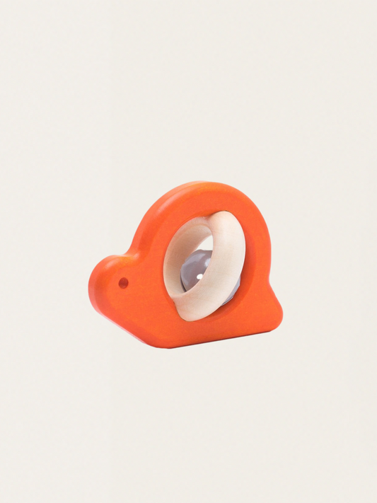 Drewniana grzechotka z dzwoneczkiem ślimak