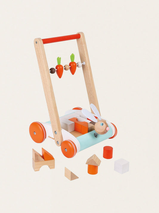 Pchacz drewniany z 19 klockami