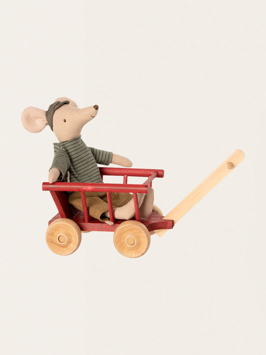 Drewniany wózek - wagonik dla myszek