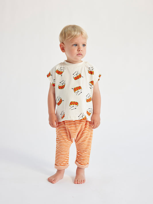 Spodnie z miękkiej tkaniny frotte Baby Orange Stripes