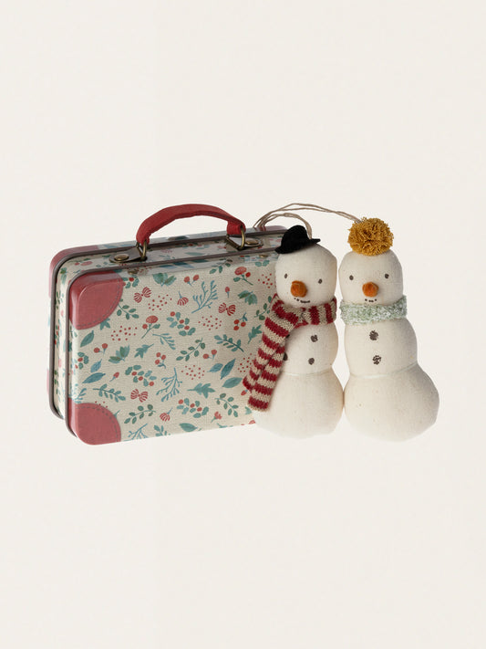 Ozdoby choinkowe w metalowej walizce 2 szt. - Snowman