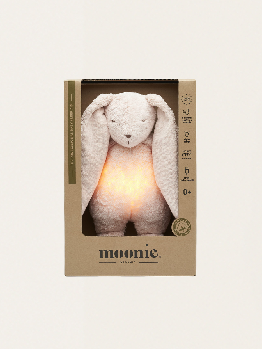 Szumiący króliczek Moonie Organic 2.0 z lampką nocną