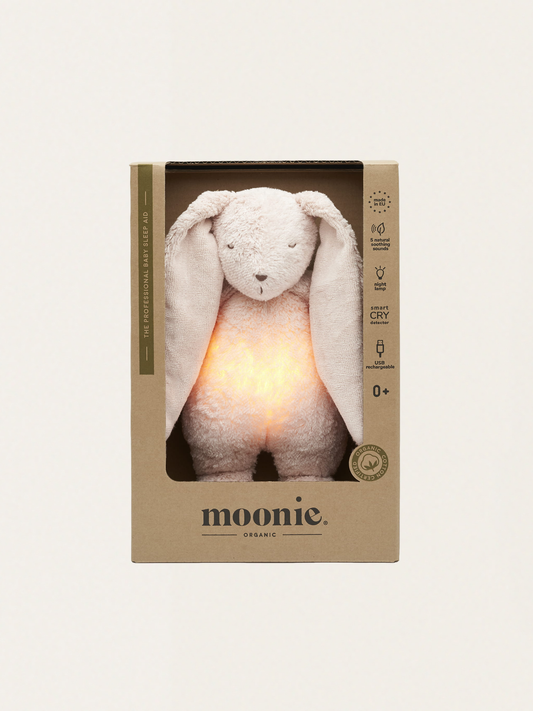 Szumiący króliczek Moonie Organic 2.0 z lampką nocną