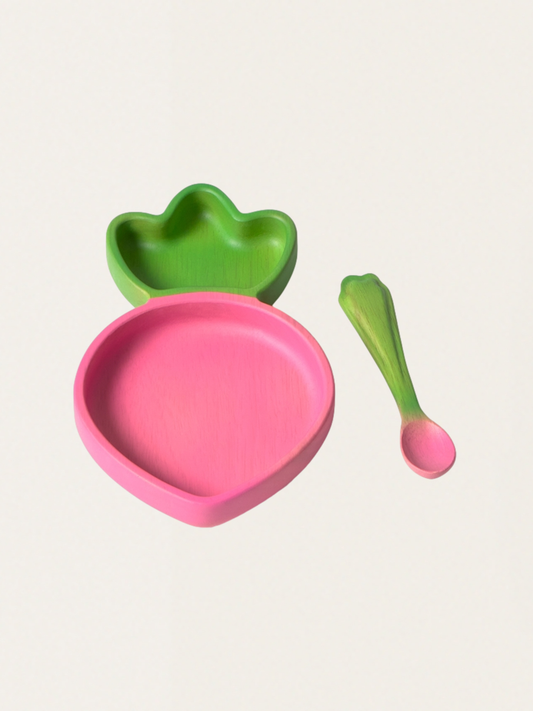 Drewniany talerz z łyżeczką Radish