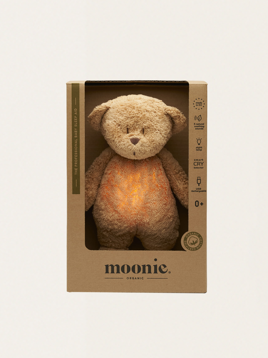 Szumiący miś Moonie Organic 2.0 z lampką nocną