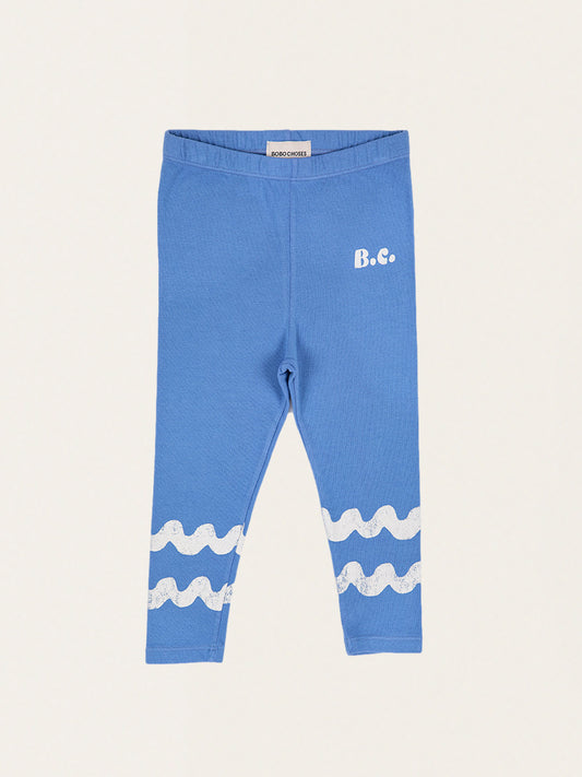 Bawełniane legginsy Baby Waves blue