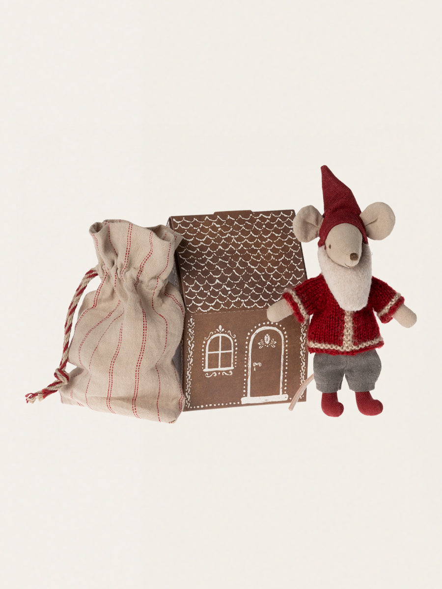 Myszka Święty Mikołaj w piernikowym domku
