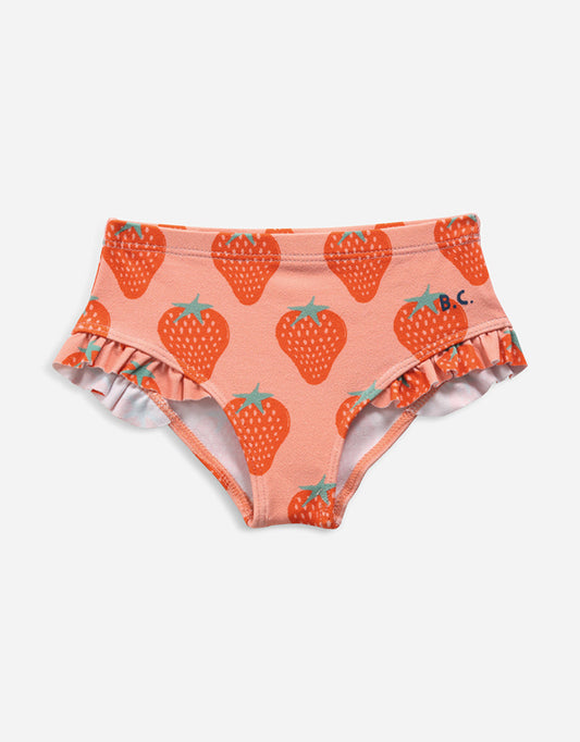 Majtki kąpielowe z falbanką - Strawberry all over - 6/12M