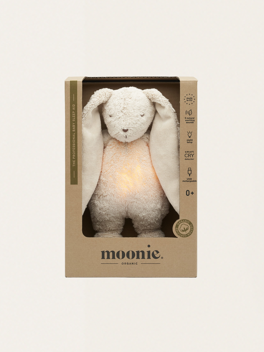 Szumiący króliczek Moonie Organic 2.0 z lampką nocną