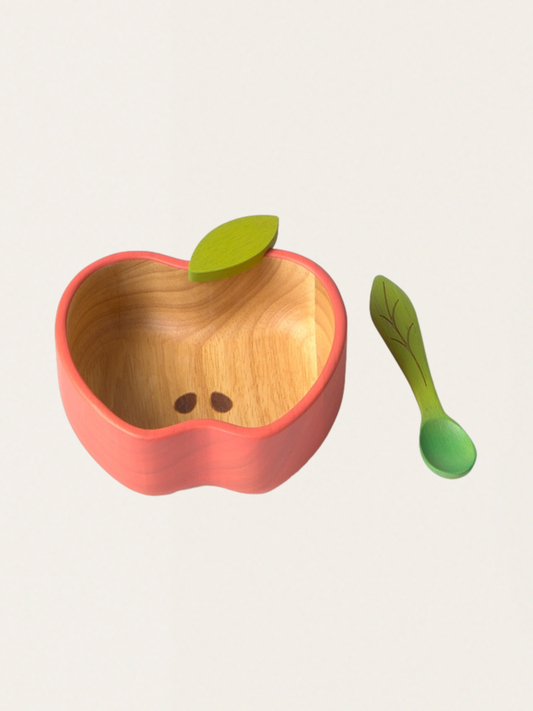 Drewniana miska z łyżeczką Apple