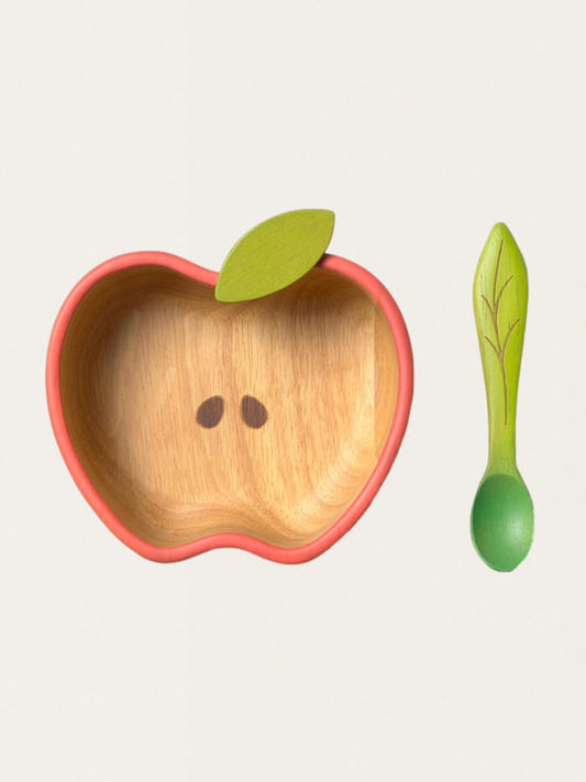 Drewniana miska z łyżeczką Apple