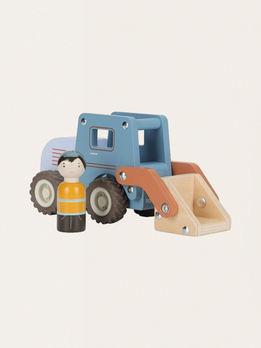 Drewniane autko z ludzikiem - Koparka