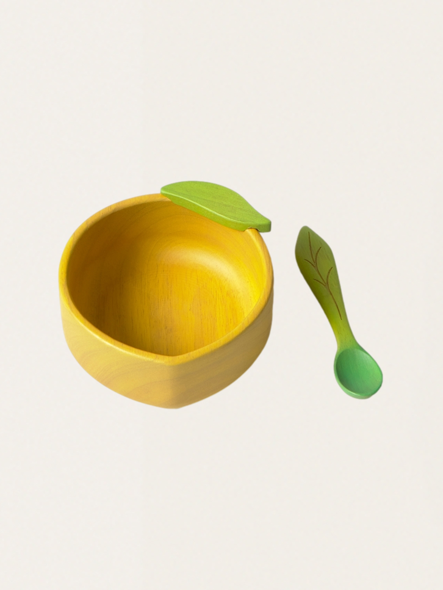 Drewniana miska z łyżeczką Lemon