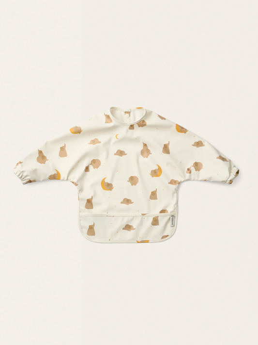 Wodoodporny śliniak z długim rękawem Merle Elephant / Creme de la creme