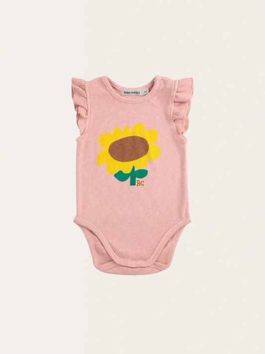 Bawełniane body z krótkim rękawem z falbanką Sunflower