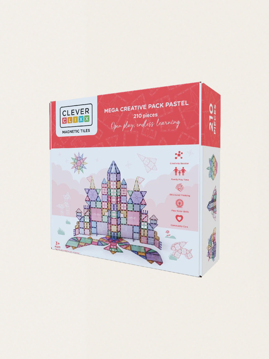 Klocki magnetyczne Cleverclixx - Mega Creative Pack Pastel - 210 el.