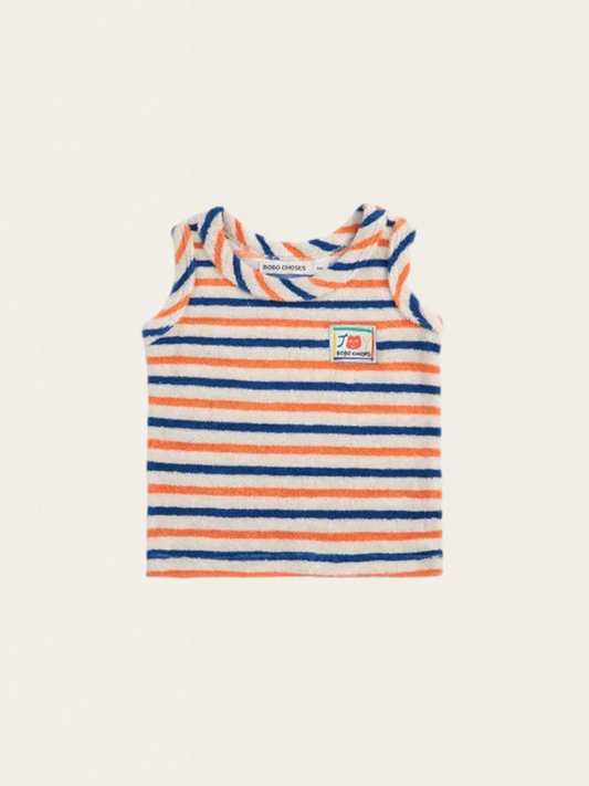 Bawełniany tank top Baby z miękkiej frotte Smiling Striped