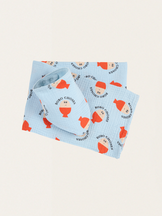 Zestaw niemowlęcy - muślinowa pieluszka i śliniaczek Morning Egg all over